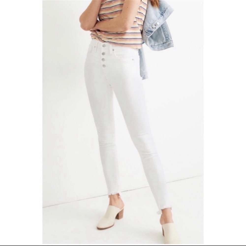 Madewell 10” High Rise Skinny Frayed Step Hem White Jeans